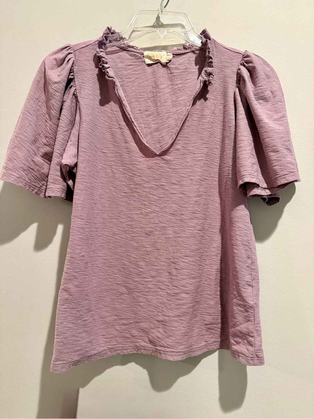 Aviator Nation Dusty Rose Ruffle V-Neck Blouse